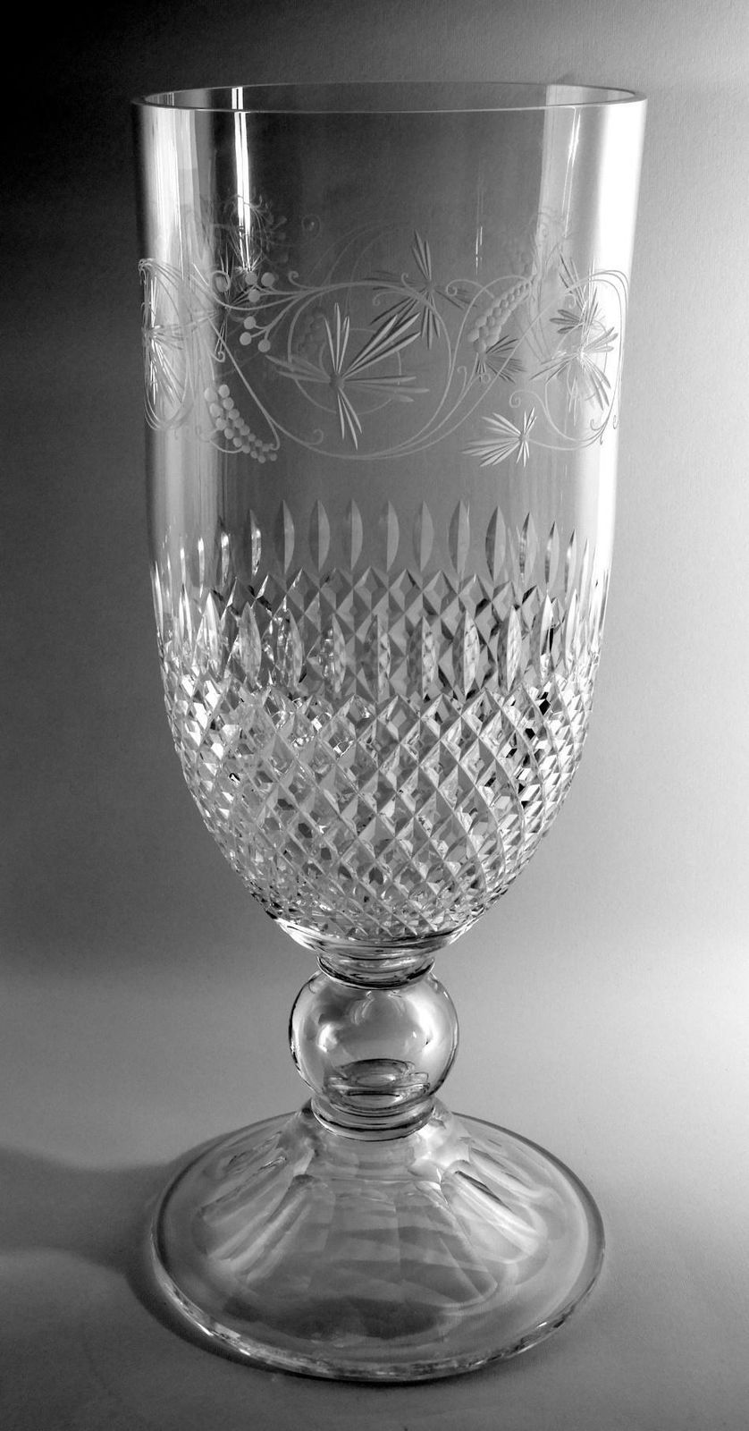 Neoclassical Style Italian Chalice Shaped Vase In Ground And Diamond Crystal photo Home Decor