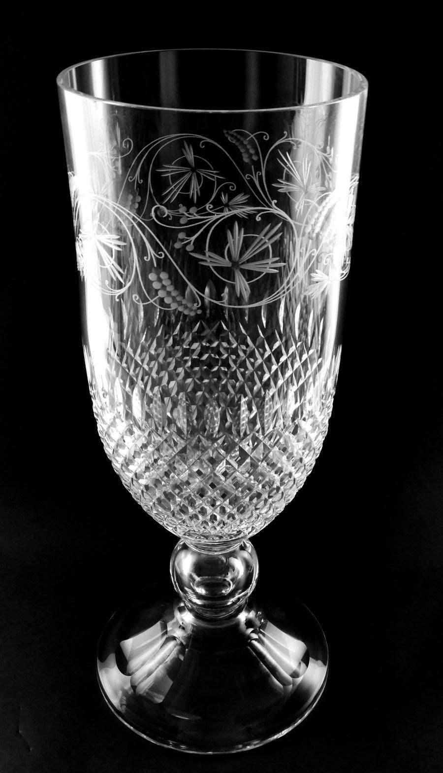 Neoclassical Style Italian Chalice Shaped Vase In Ground And Diamond Crystal photo 929.0
