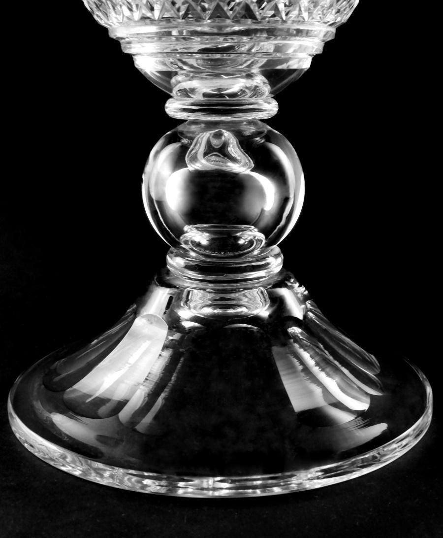 929.0 Neoclassical Style Italian Chalice Shaped Vase In Ground And Diamond Crystal photo