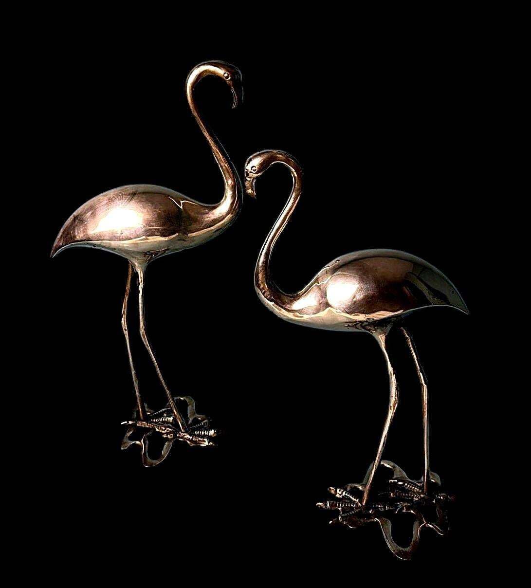 Italian   Mid Century Pair Of  Brass Flamingos In Hollow photo 1858.0