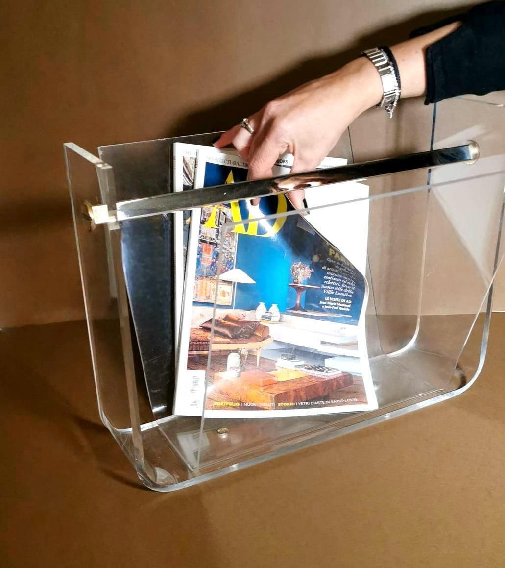 photo buy Space Age Style Italian Clear Plexiglass Magazine Rack