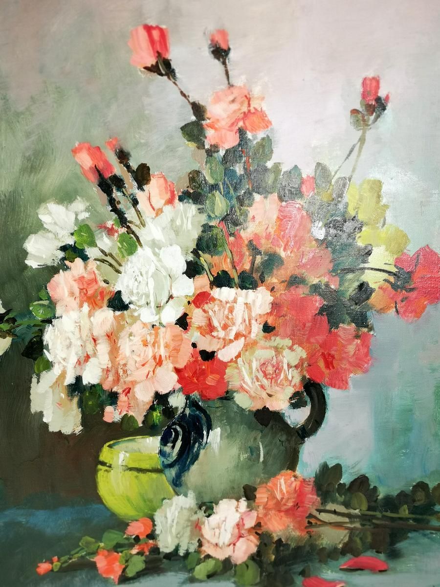 Romantic French Oil On Canvas Painting photo furniture