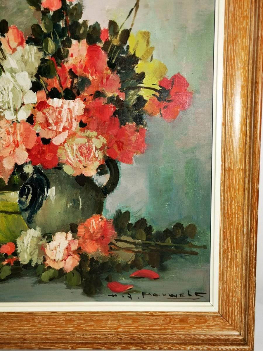 Romantic French Oil On Canvas Painting photo vintage