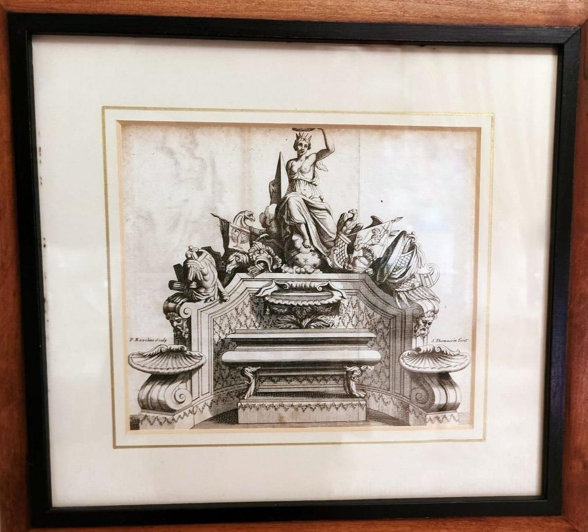 Simon Thomassin French Print " La Gloire De La France" Etched With Wooden Frame photo for sale