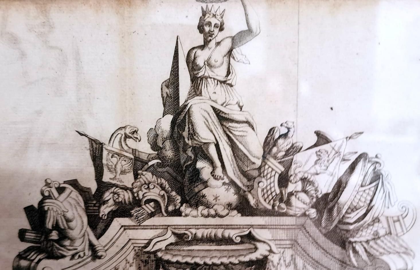 Simon Thomassin French Print " La Gloire De La France" Etched With Wooden Frame photo vinterior