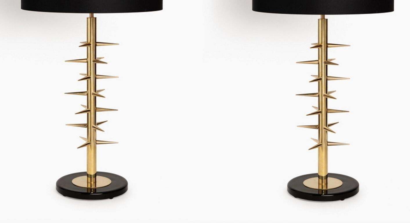Mazda Style Pair Of Italian Table Lamps Gilded Brass And Murano Glass photo for sale