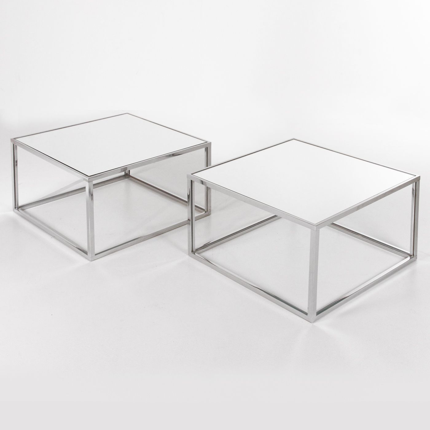 N.2 Coffee Tables In Glass And Chromed Metal, 70s photo Furniture