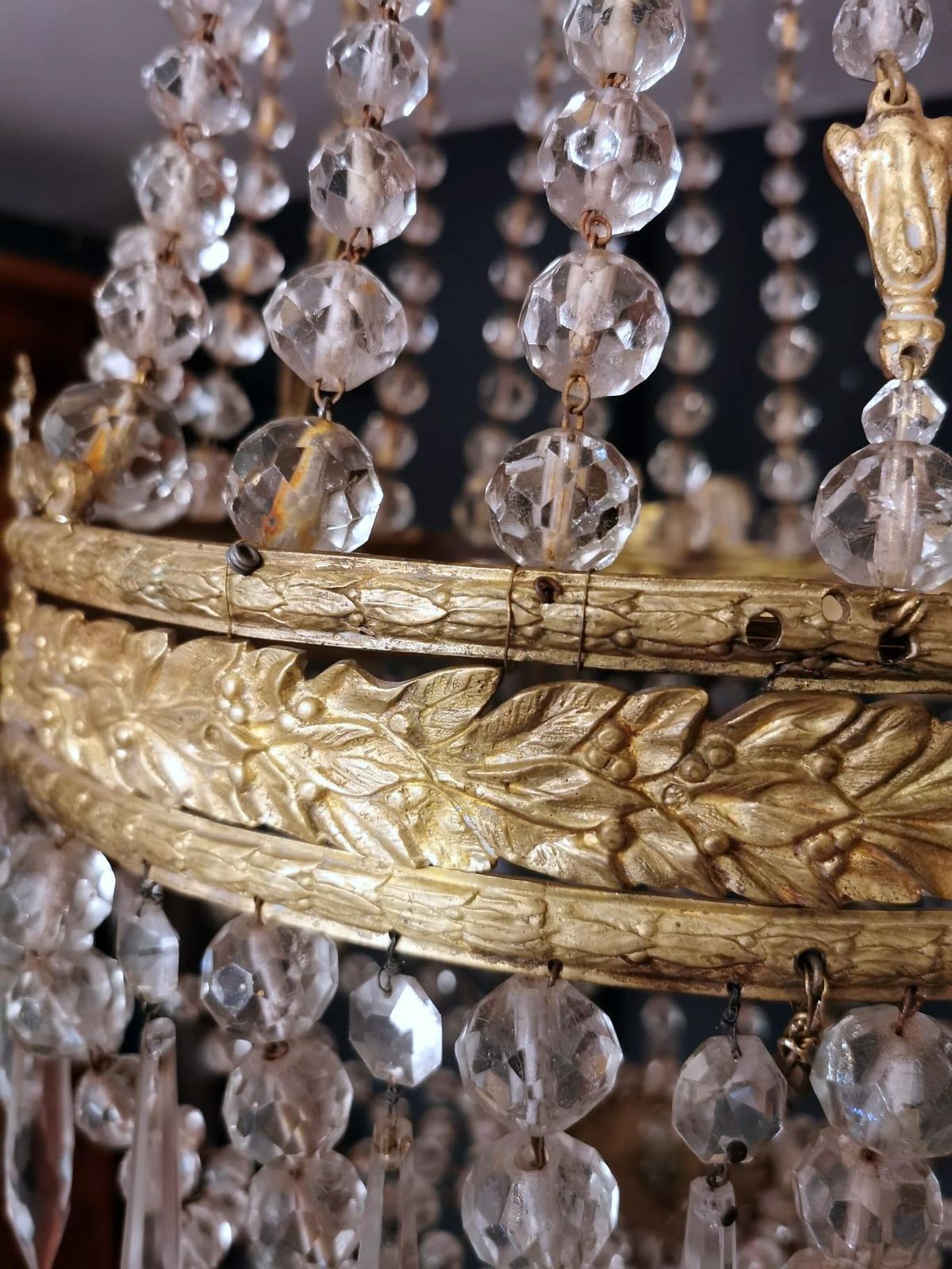 photo for sale Louis XVI Style Hot Air Balloon Chandelier Lead Crystal And Gilded Brass