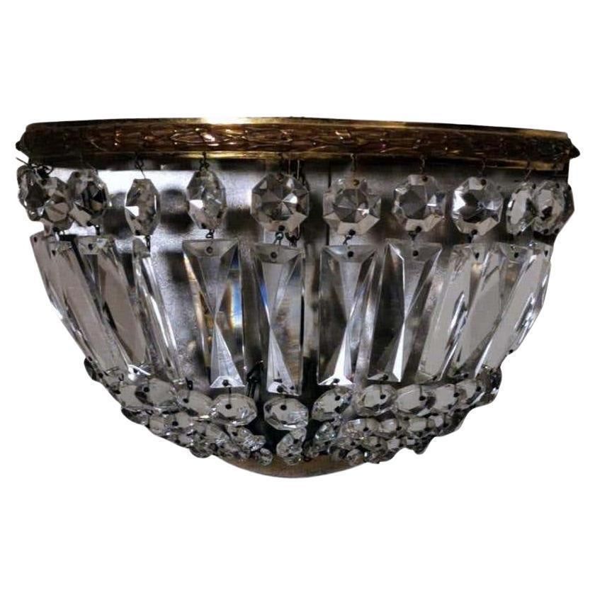 Louis XVI Style French Wall Sconce In Gilt Brass And Crystal