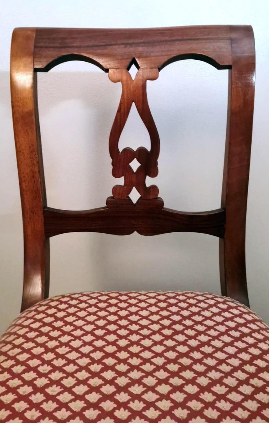 photo buy Biedermeier Style Set 4 Danish Chairs In Wood And Fabric