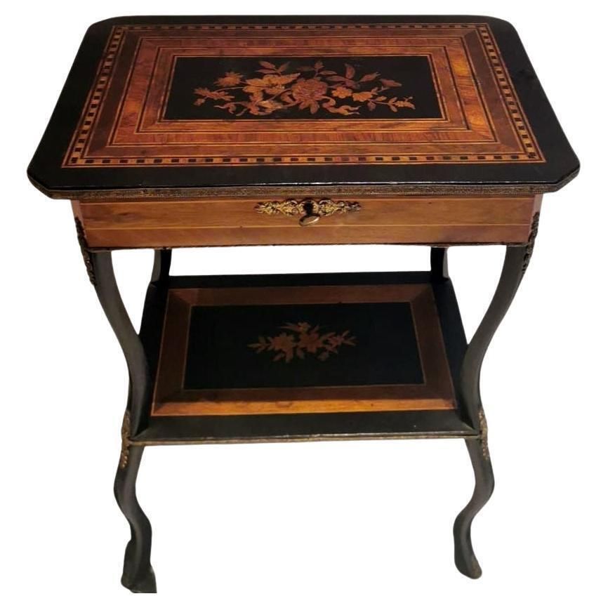 Napoleon III Style French Dressing Table With Mirror And Faux Drawer