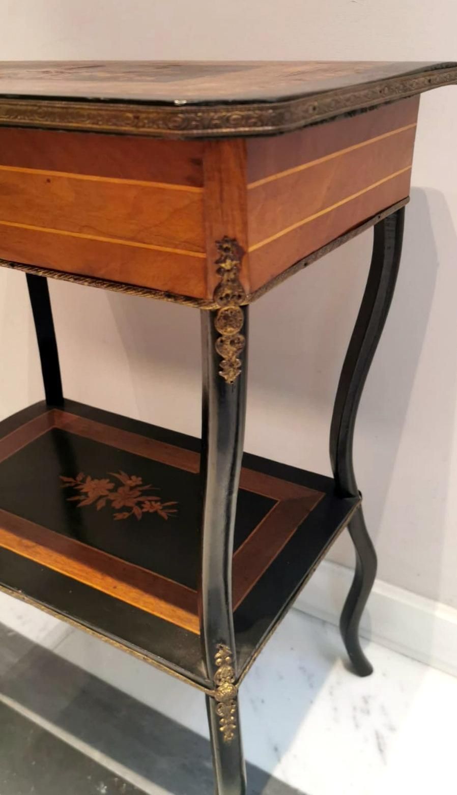 Napoleon III Style French Dressing Table With Mirror And Faux Drawer photo vintage