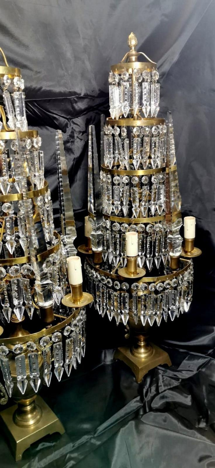 Louis XVI Style French Majestic Pair Of Crystal And Bronze Girandoles photo Lighting