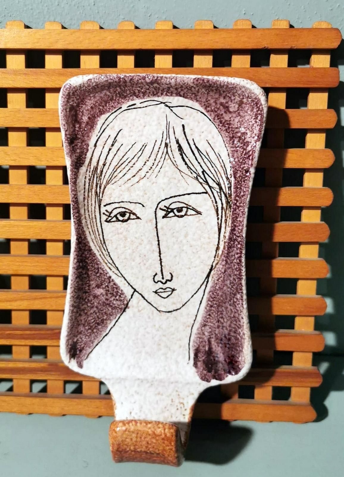 photo furniture Vintage Italian Wood And Ceramic Coat Rack By Artist Alvaro Cartei