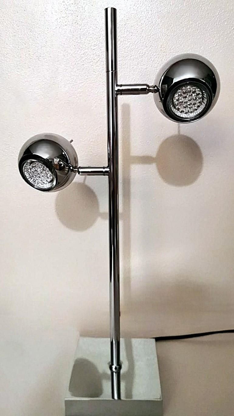 Space Age  Goffredo Reggiani Style Italian Chrome Plated Metal Table Lamp photo for sale