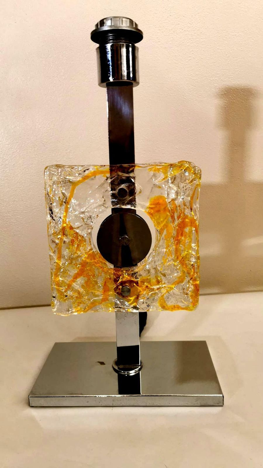 Mazzega Table Lamp In Nickel Plated Metal And Murano Glass (Without Lampshade) photo furniture