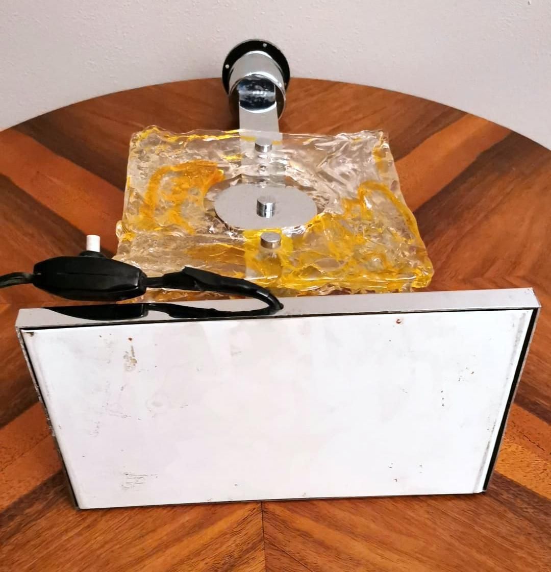 photo vintage Mazzega Table Lamp In Nickel Plated Metal And Murano Glass (Without Lampshade)