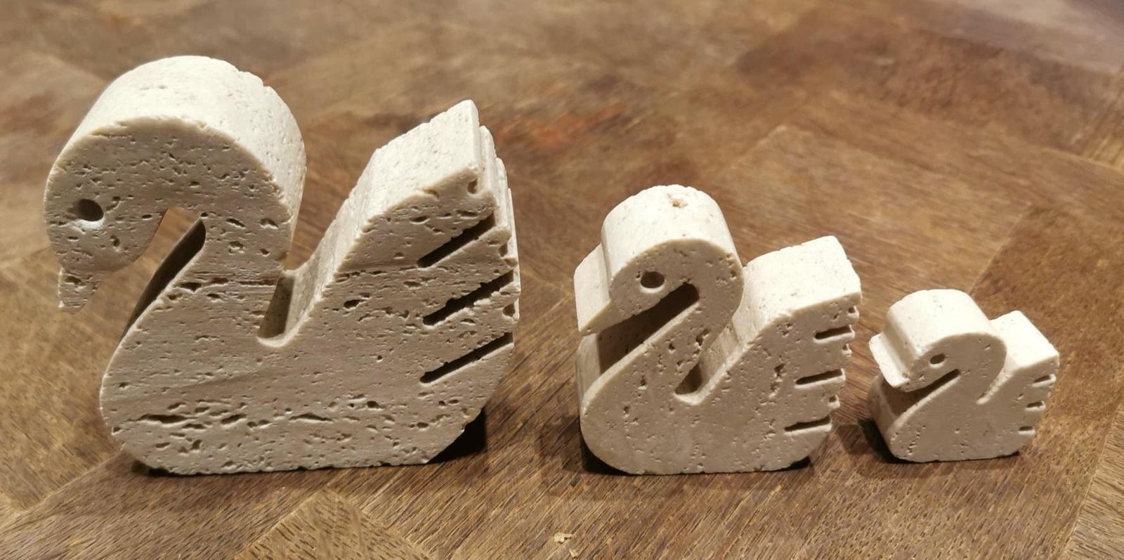 Mannelli F.Lli Travertine Ornaments Three Swans Minimalist Style photo for sale