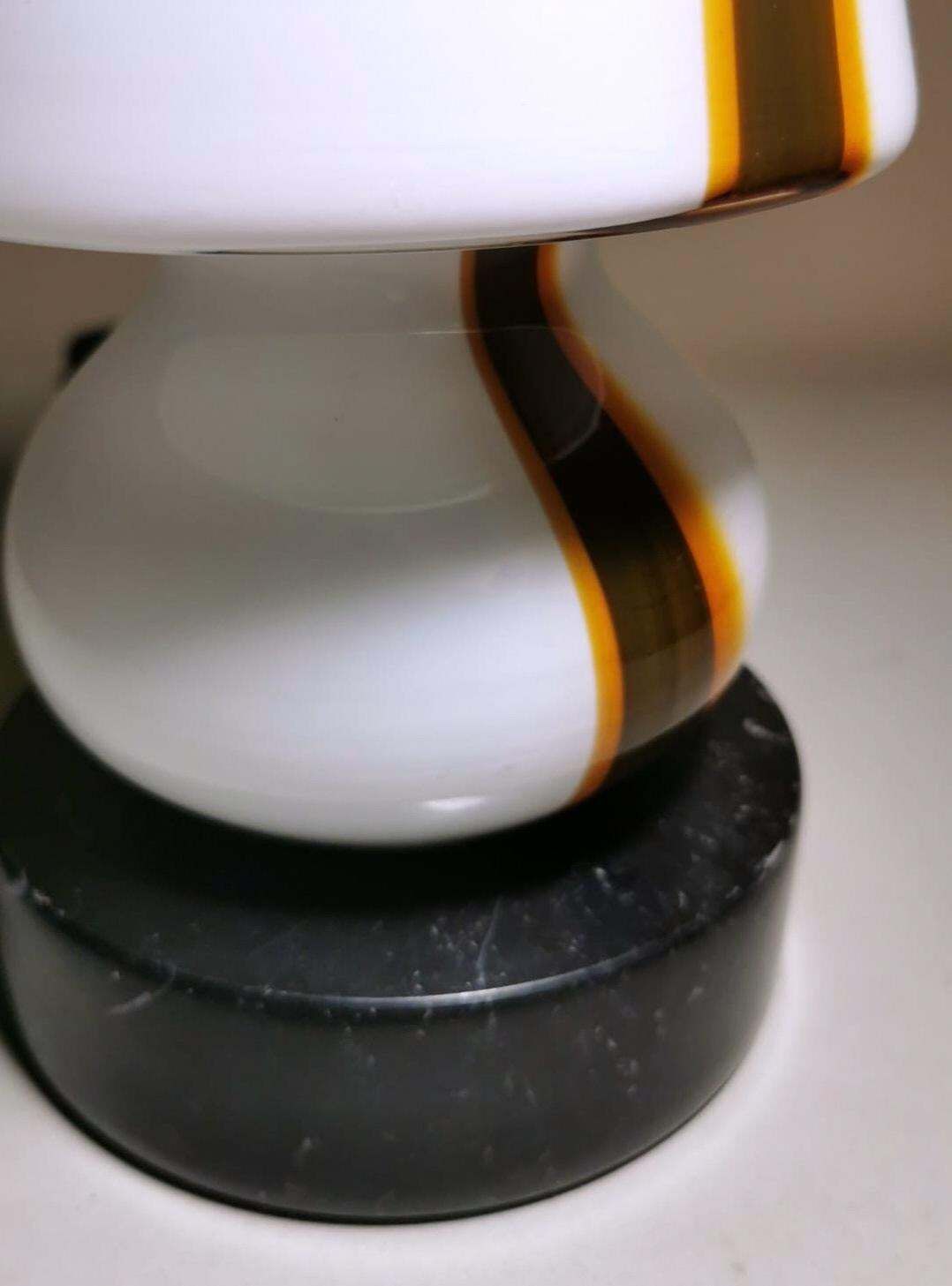Lighting Carlo Moretti Style Space Age Lamp From Murano In Opaline Glass And Marble Base photo