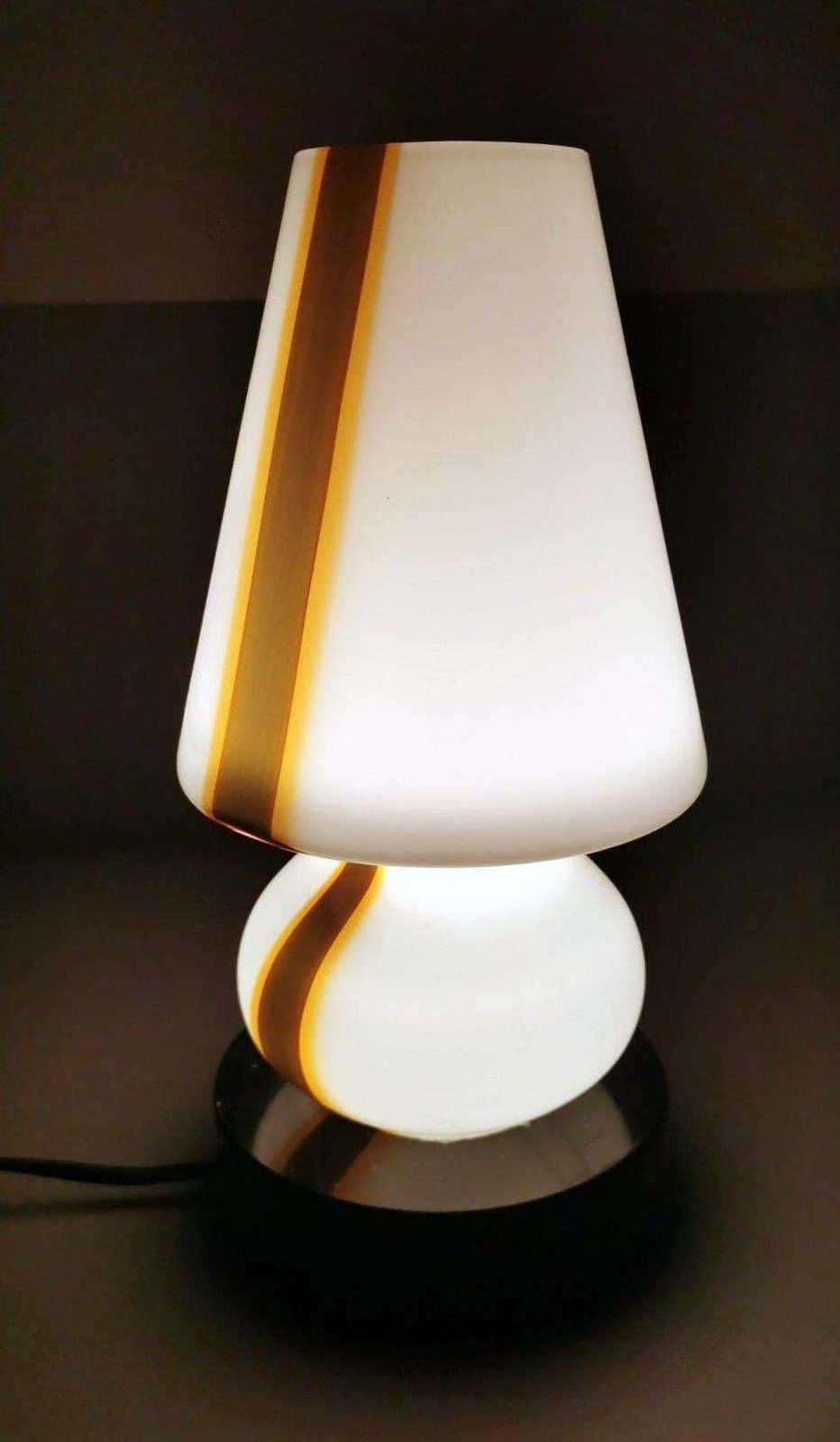 photo buy Carlo Moretti Style Space Age Lamp From Murano In Opaline Glass And Marble Base