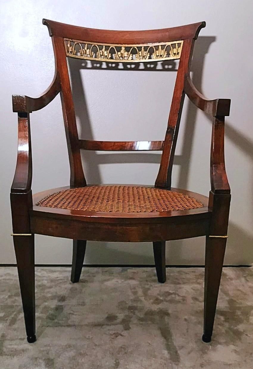 Empire Style Pair Of Italian Chairs "King" With "Vienna Straw" photo buy