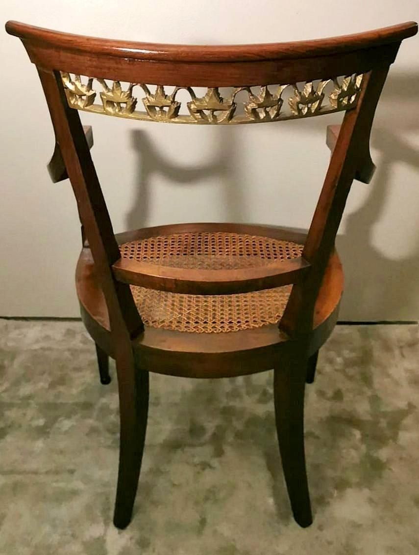 photo for sale Empire Style Pair Of Italian Chairs "King" With "Vienna Straw"