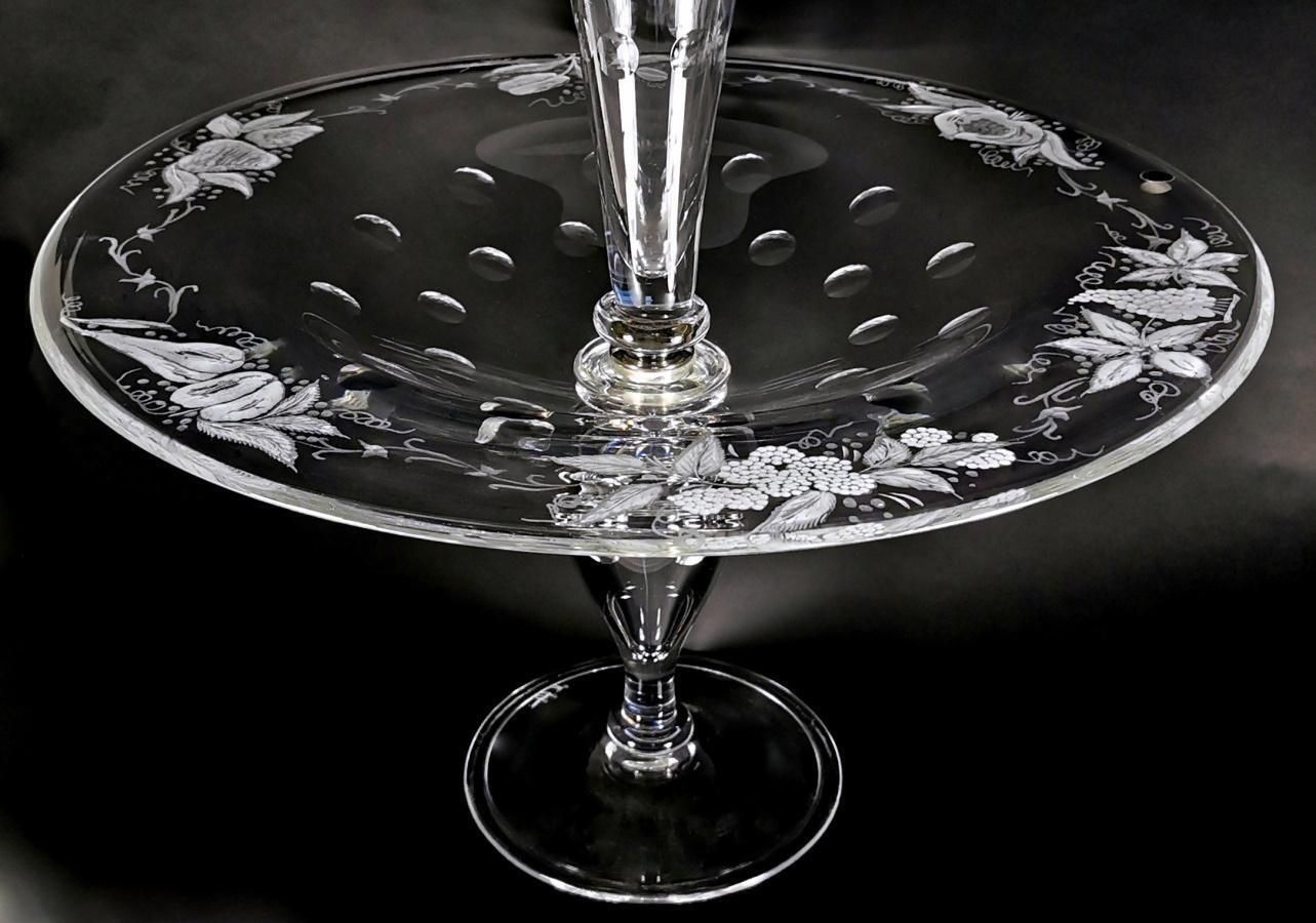 Art Noveau Style Huge Crystal Fruit Bowl And Planter Table Centerpiece photo vinterior