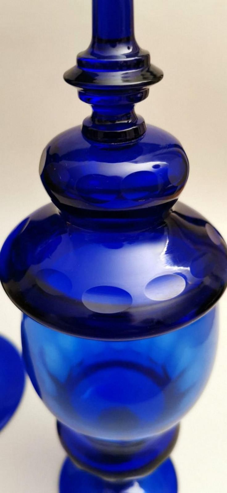 Murano "Albarelli" Italian Pair Of Bottles With Lid Blue Blown Glass photo buy