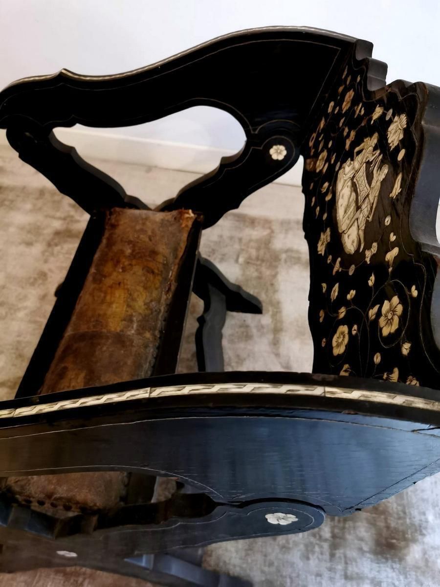 Spanish Ancient Ebony Chair With Cordova Leather photo Furniture