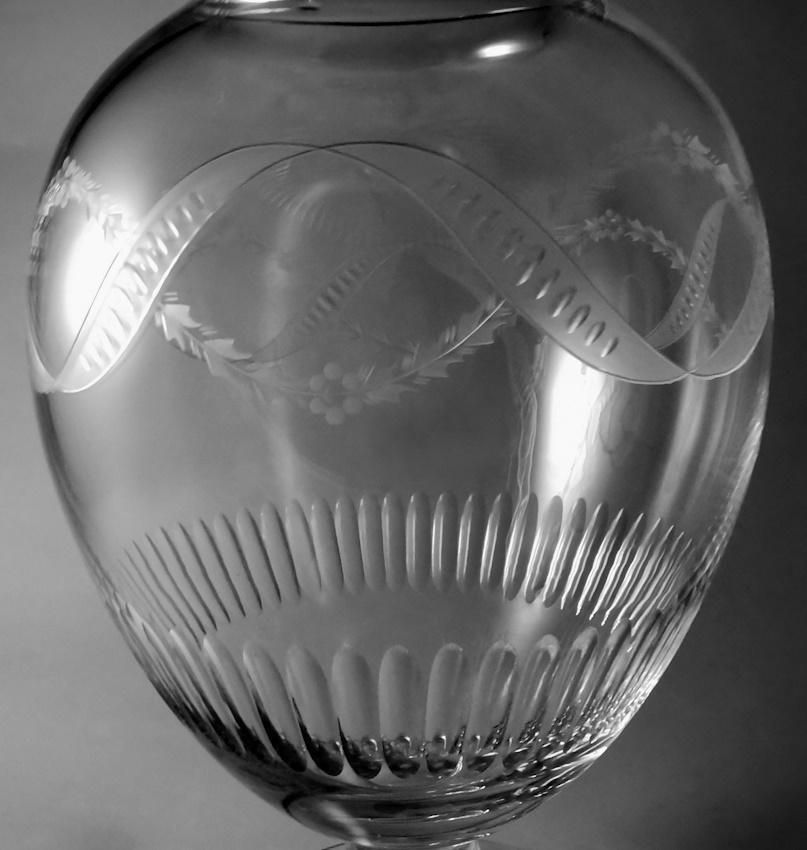 Neoclassical Style Italian Crystal Vase With Festoon Engravings photo Home Decor