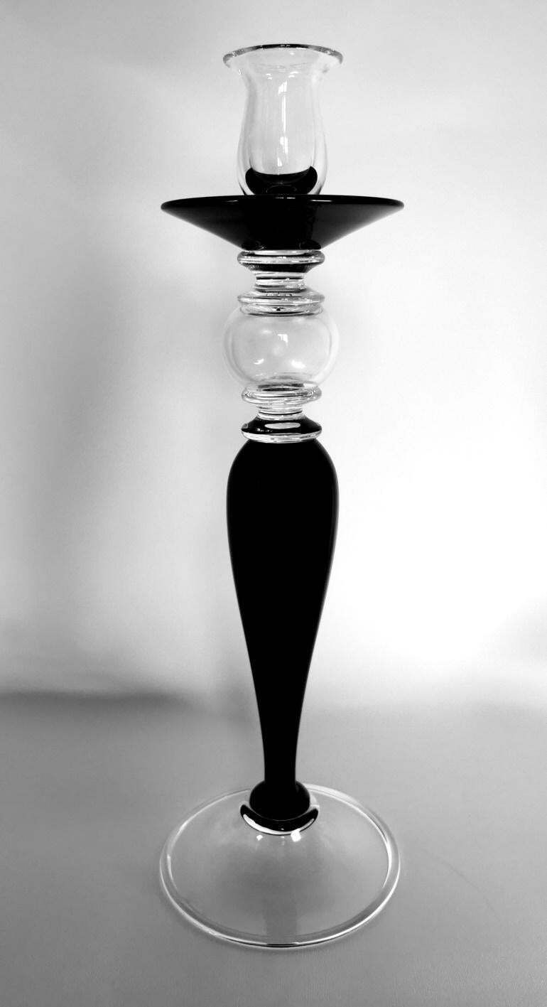 photo furniture Art Deco Style Pair Of Black Crystal Italian Candlesticks