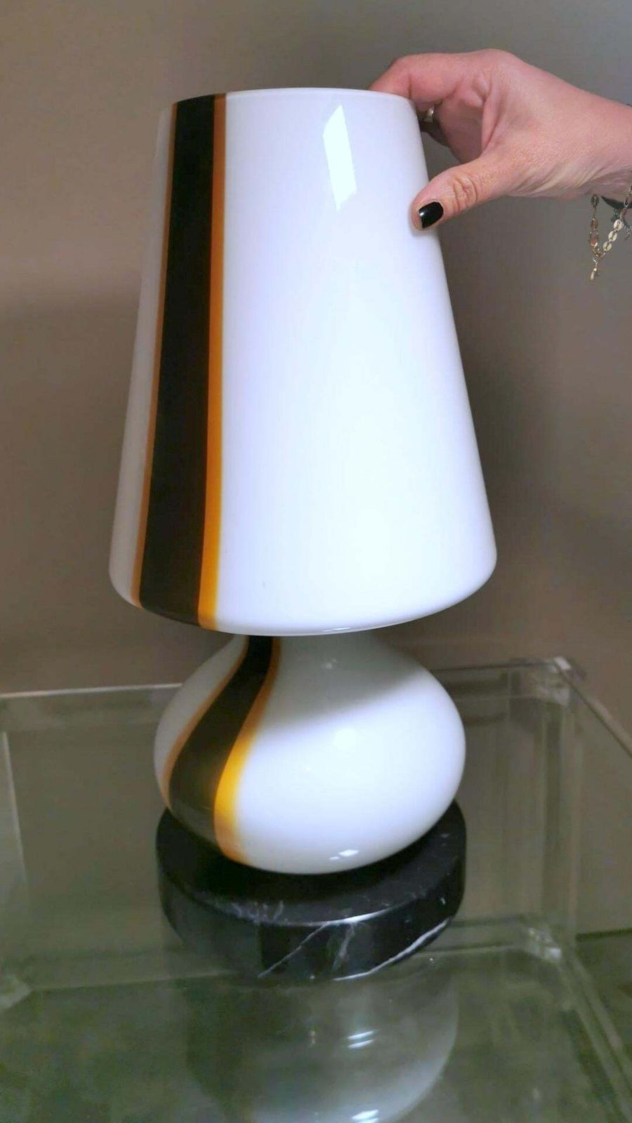photo vinterior Carlo Moretti Style Italian Space Age Lamp In Murano Glass And Marble Base