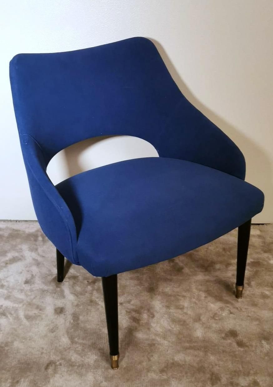 photo furniture Ulrich Guglielmo Style Pair Of Vintage Italian Blue Alcantara Armchairs