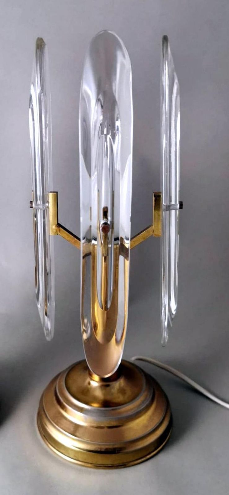 Sciolari Gaetano Pair Of Italian Table Lamps In Brass And Crystal photo Lighting
