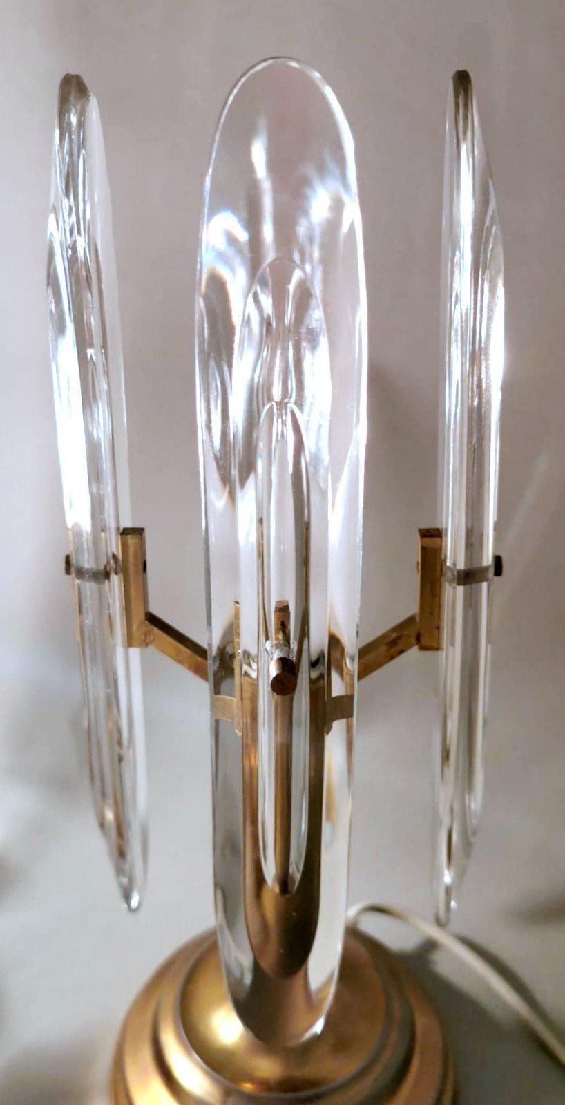 Sciolari Gaetano Pair Of Italian Table Lamps In Brass And Crystal photo vinterior