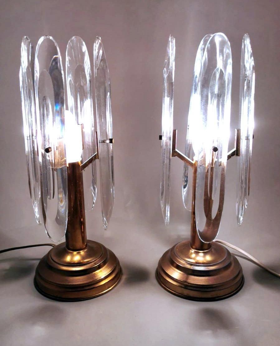Sciolari Gaetano Pair Of Italian Table Lamps In Brass And Crystal photo buy