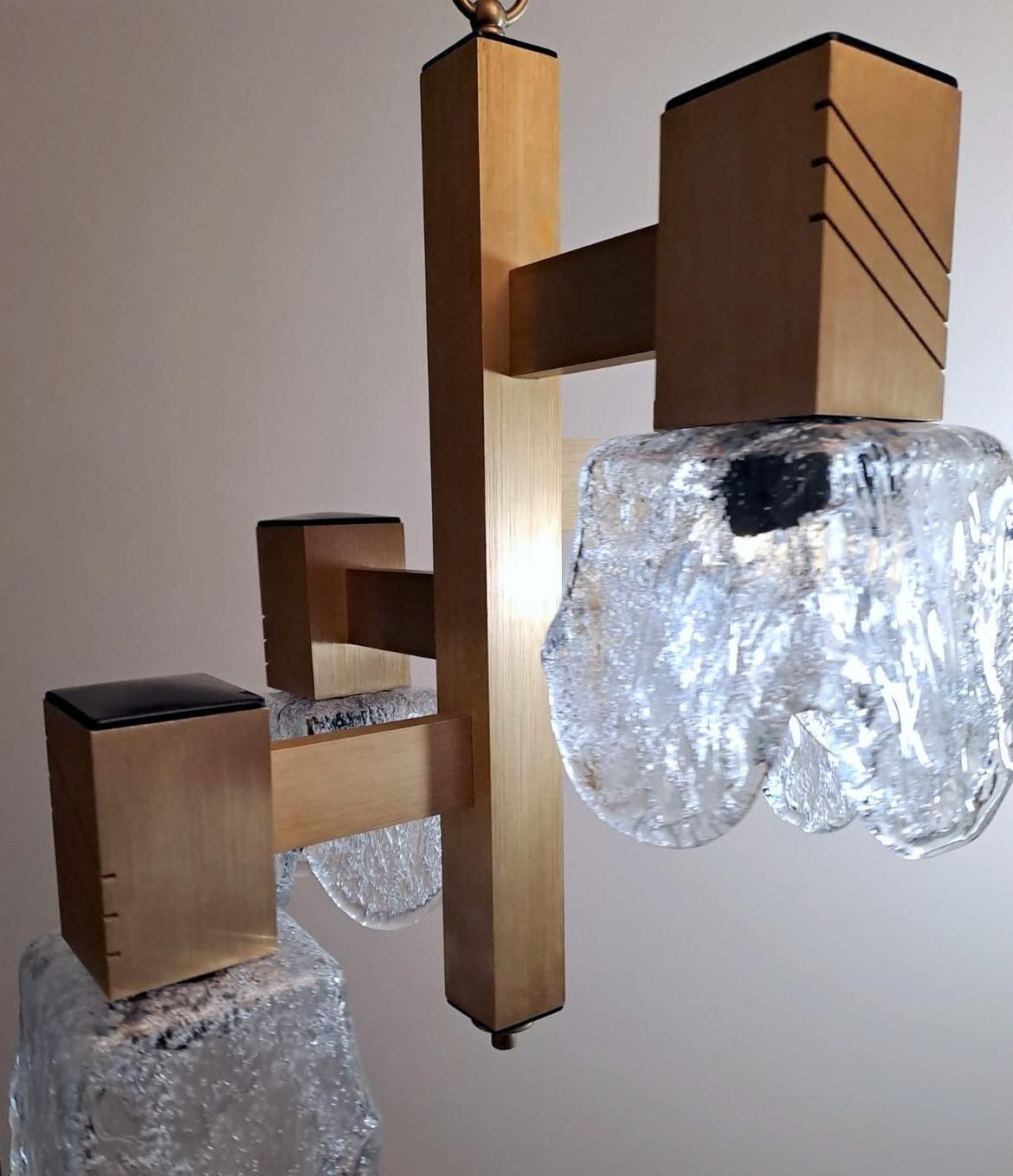 Sciolari Gaetano Style Space Age Chandelier In Aluminum And Half Crystal photo vintage