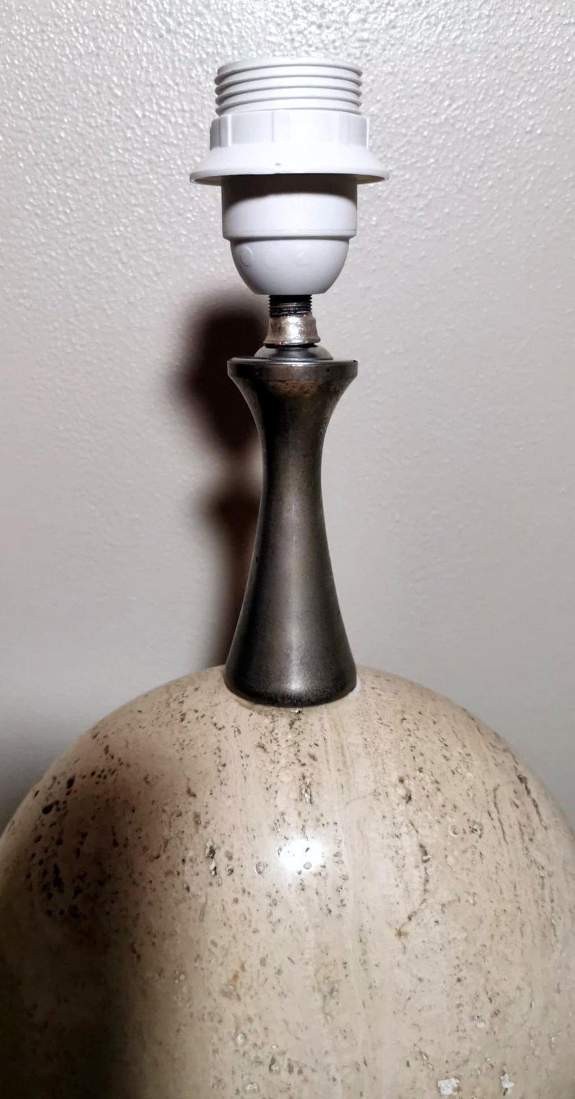 Philippe Barbier Designer Modern French Lamp In Travertine (Without Lampshade) photo buy