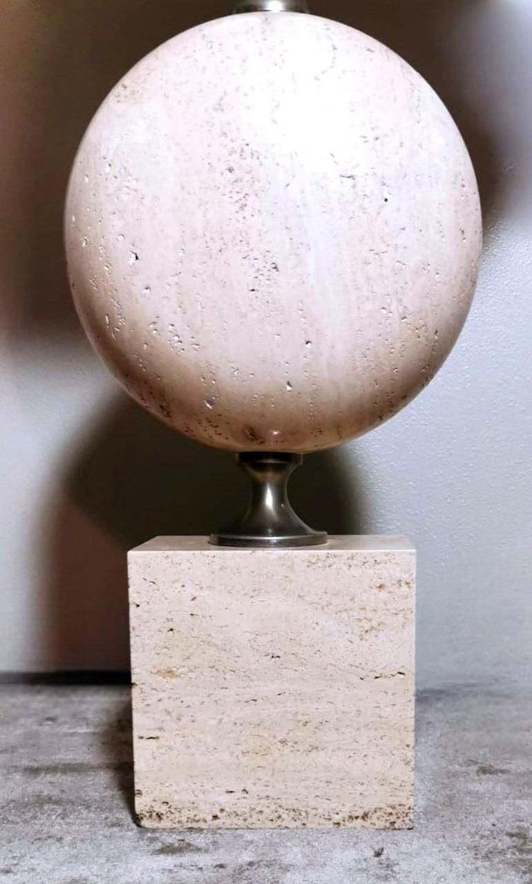 Lighting Philippe Barbier Designer Modern French Lamp In Travertine (Without Lampshade) photo