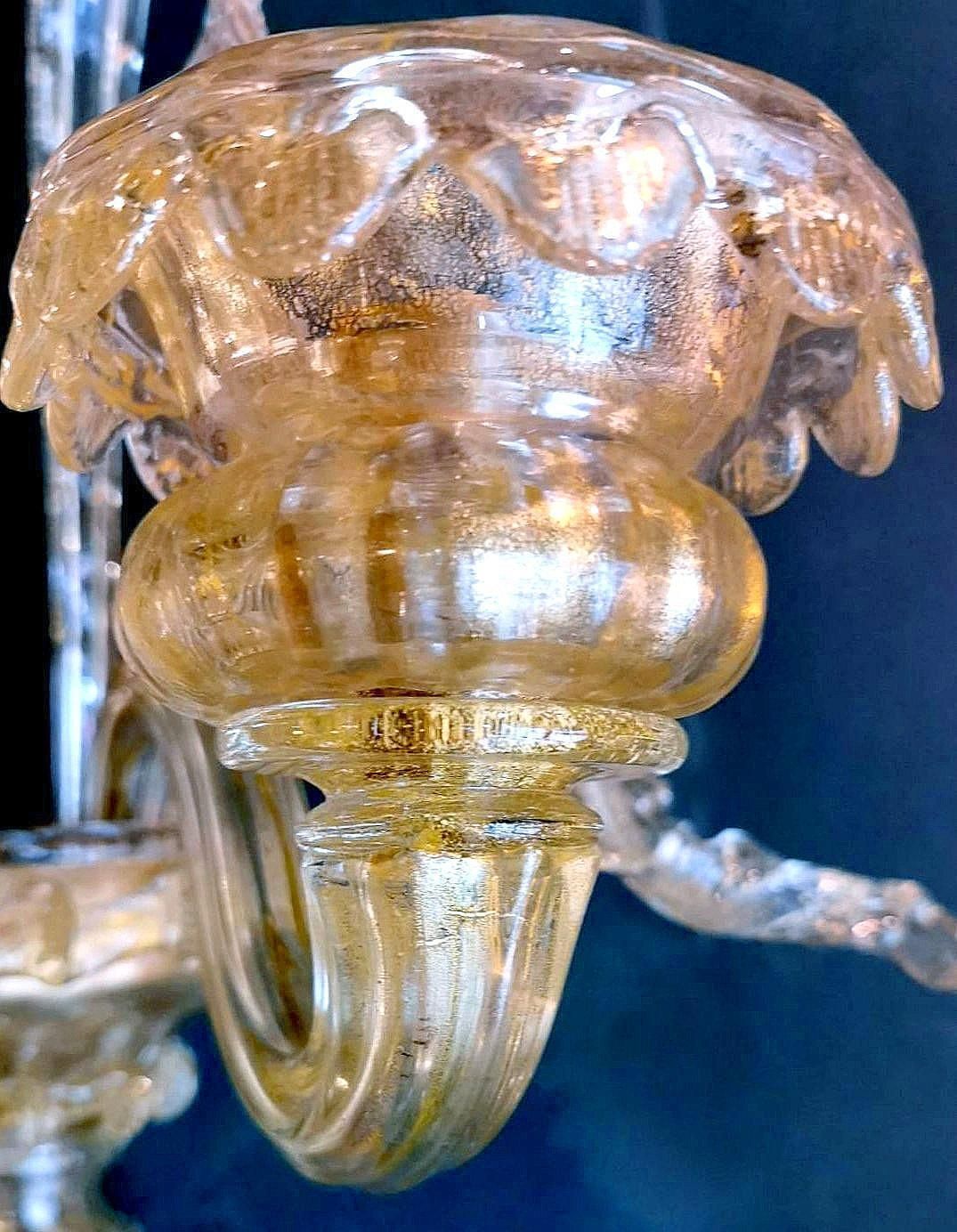 photo furniture Murano Glass Wall Sconce Italian Art Nouveau Style Blown Glass And Gold