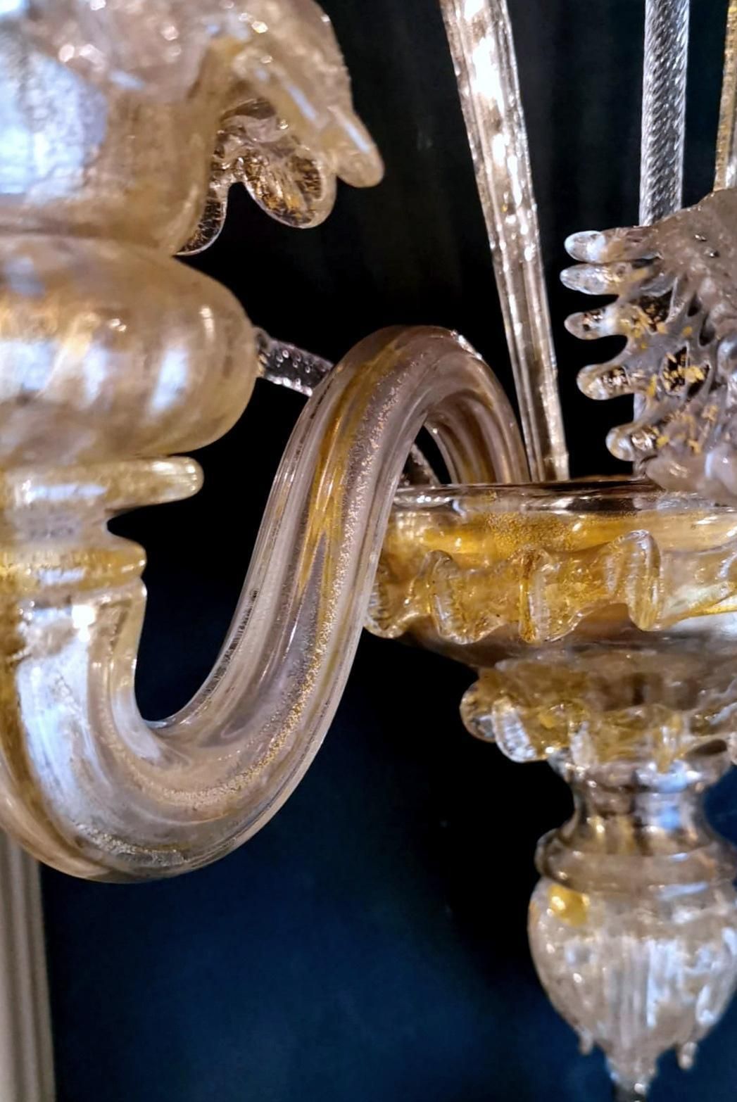 photo vinterior Murano Glass Wall Sconce Italian Art Nouveau Style Blown Glass And Gold
