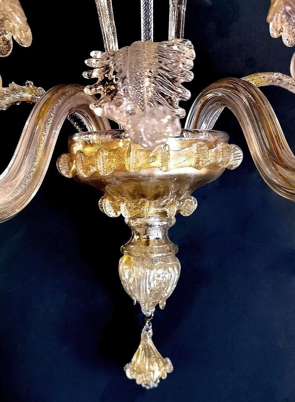 photo buy Murano Glass Wall Sconce Italian Art Nouveau Style Blown Glass And Gold