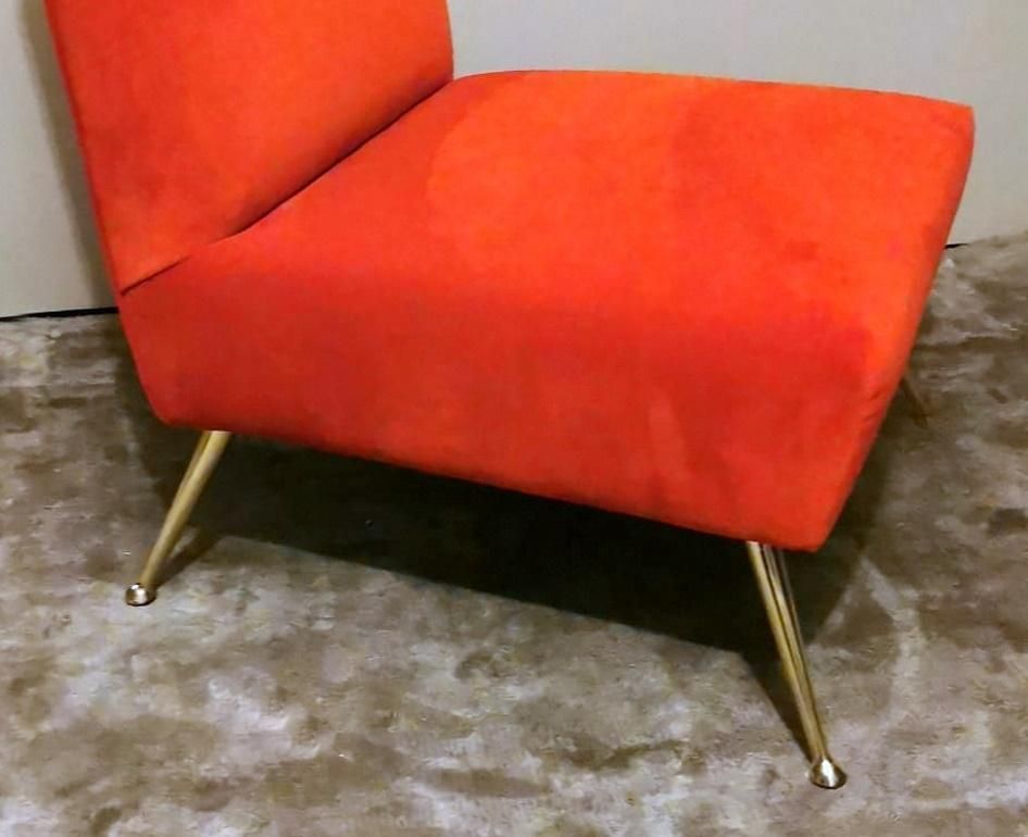 Zanuso Marco Style Italian Armchair With Red Velvet photo vintage