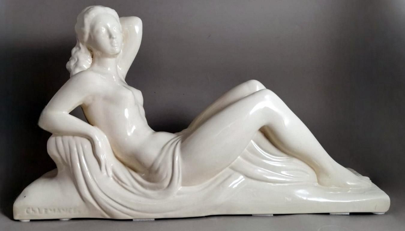 Art Deco French Ceramic Sain Clement Statue Of Charles Lemanceau photo furniture