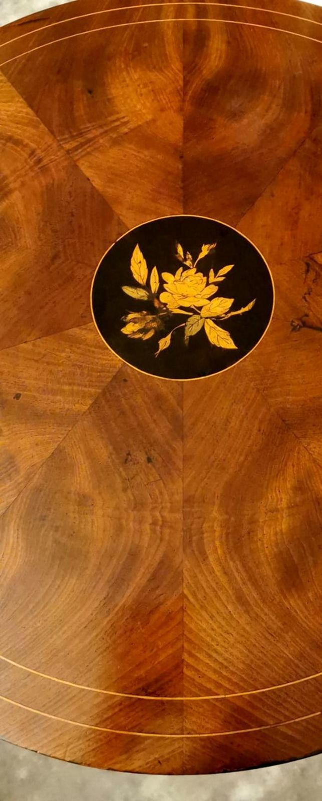 photo for sale Louis Philippe Style Feather Walnut Coffee Table With Tripod North Italy