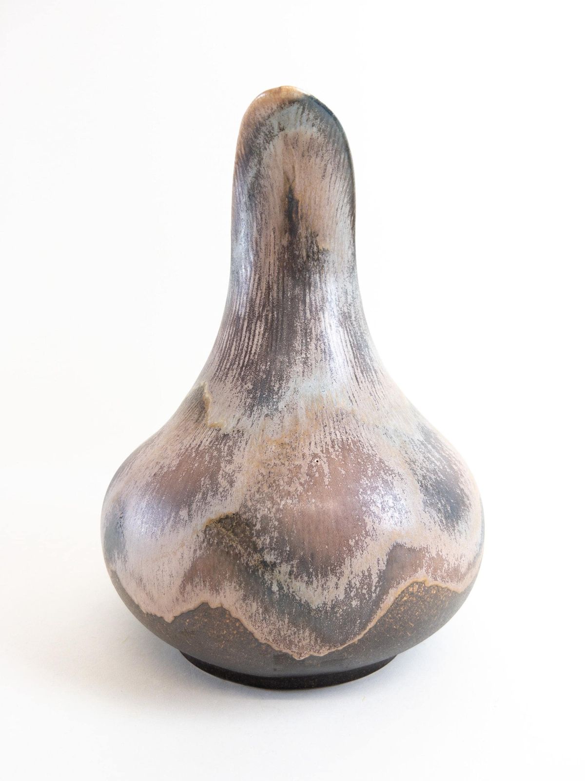 Large Dümler And Breiden Vase With Handle   West German Pottery   Earthy Toned Dramatic Beak Opening Vase   D & B 057 30 photo vintage