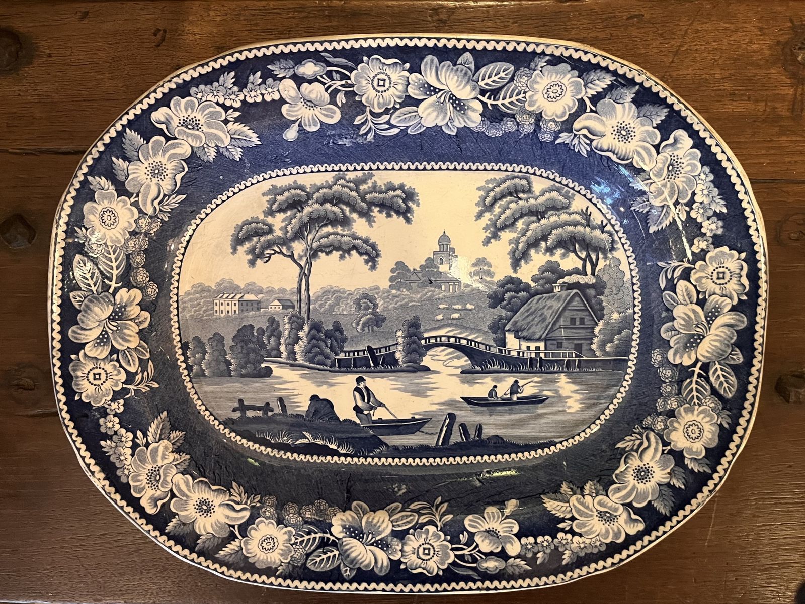 Lovely 19thc Staffordshire Pearlware Serving Platter Meat Plate