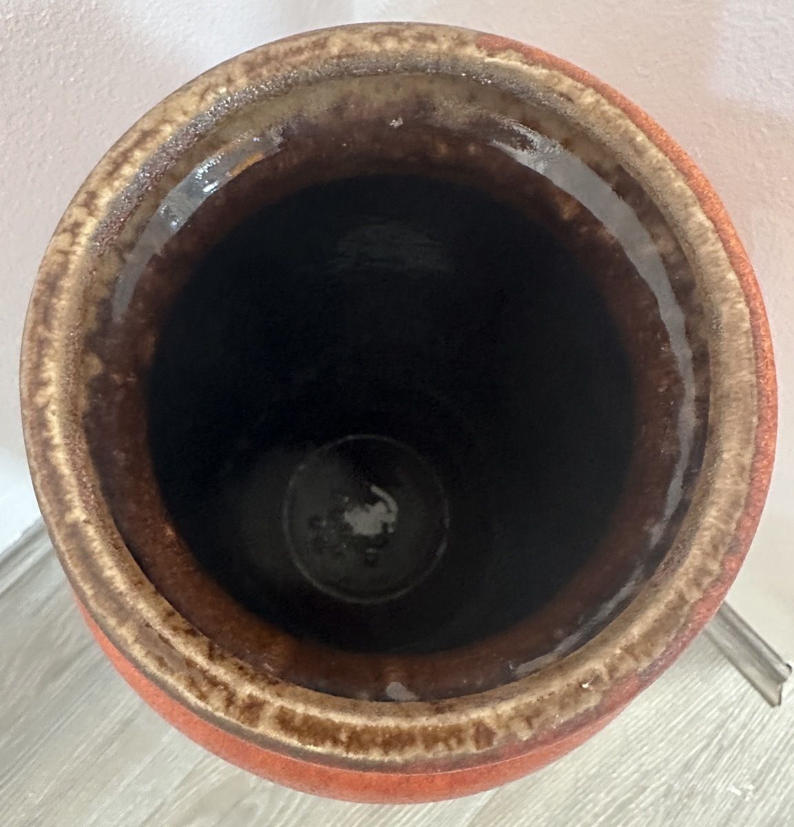 245.0 1970s German Scheurich Keramik Burnt Orange & Brown Fat Lava Vase photo
