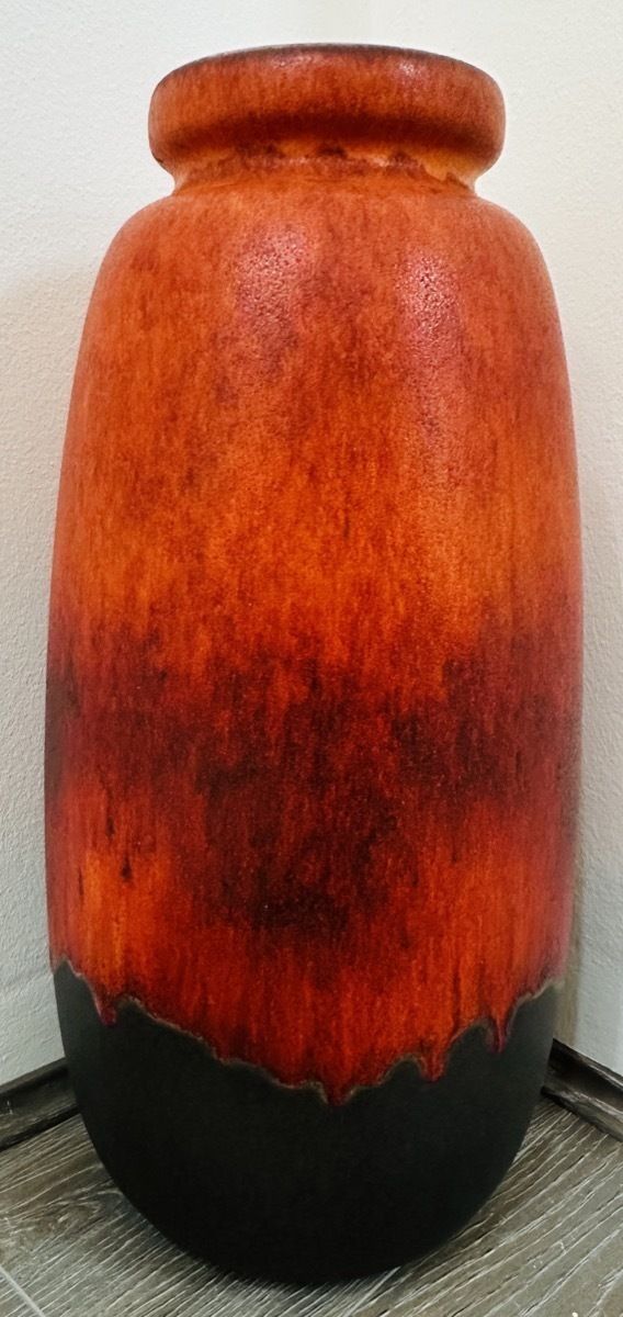 photo vintage 1970s German Scheurich Keramik Burnt Orange & Brown Fat Lava Vase
