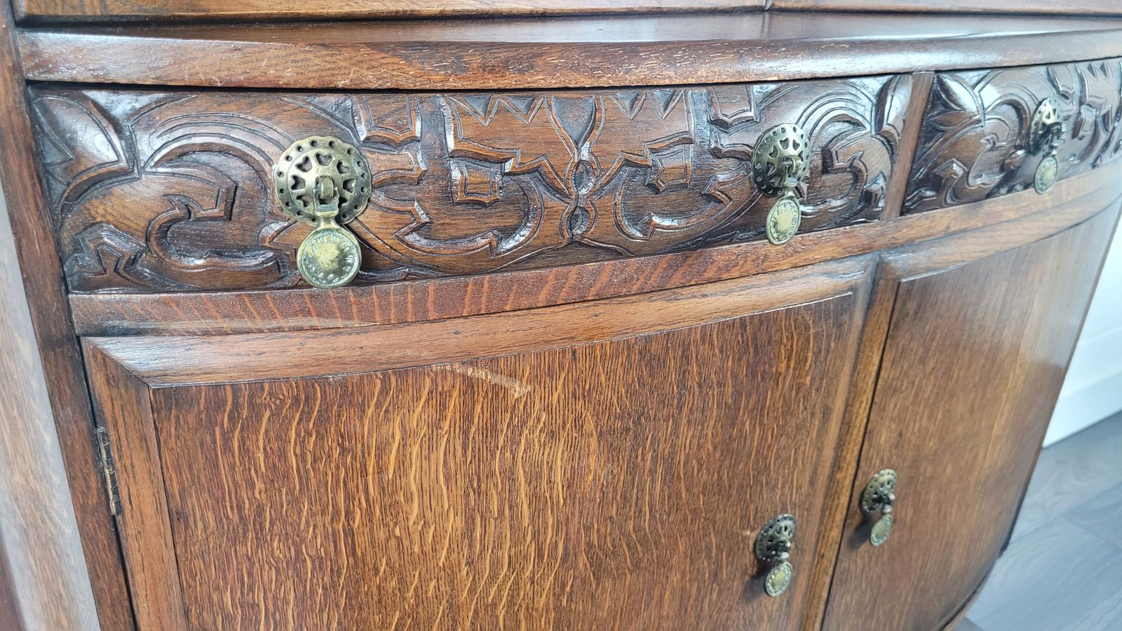 Furniture Ercol Glazed Display Cabinet Unit, 40s photo